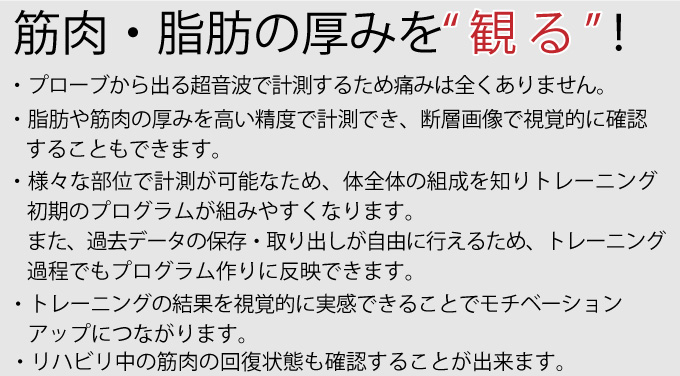 筋肉・脂肪の厚みを“観る”!!