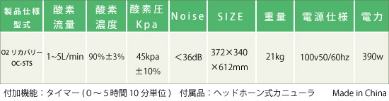 高濃度酸素発生器[O2リカバリーOC-3TS OC5TS] - 総販売元/有限